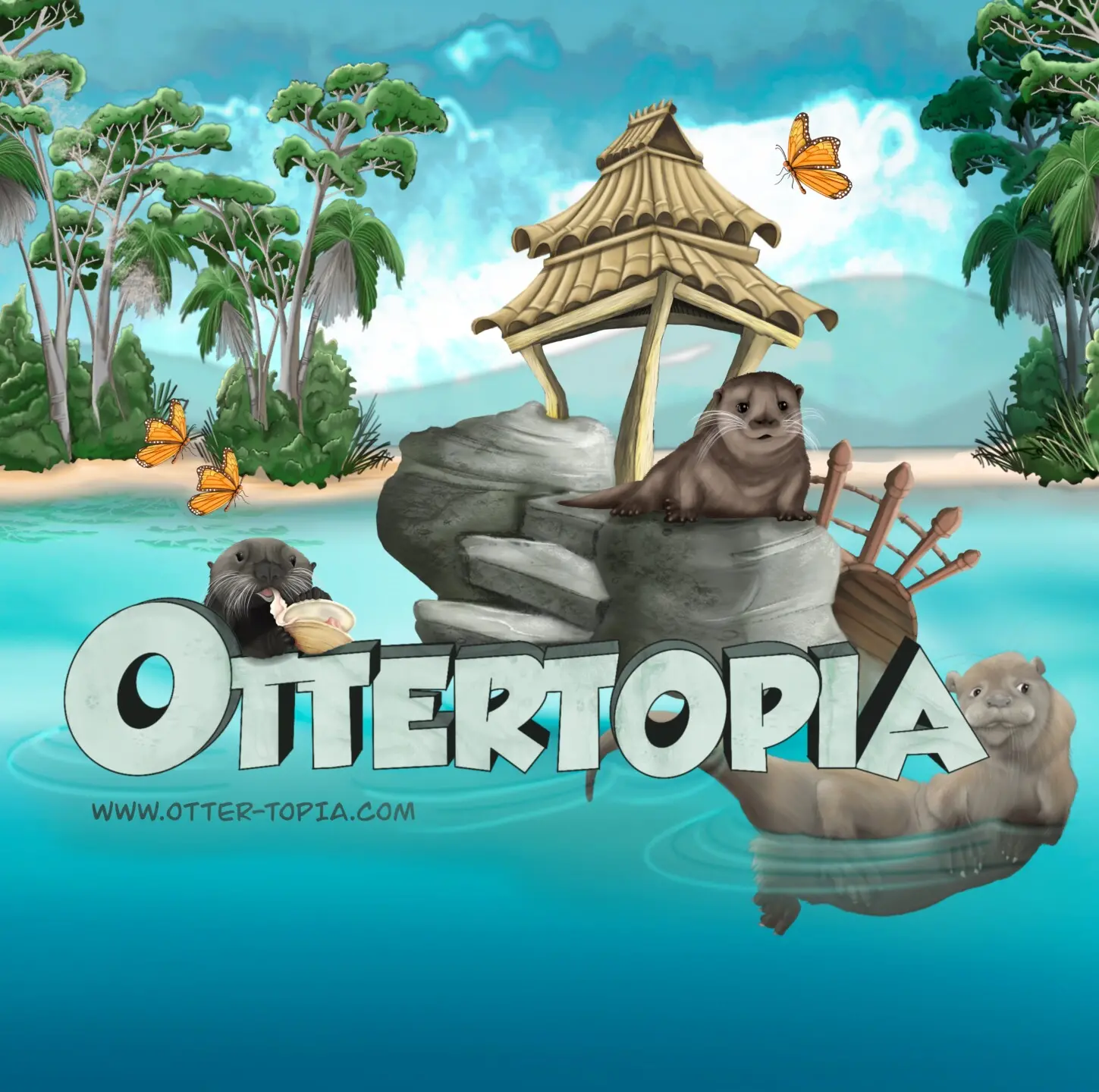 Asian small-clawed otters in outdoor enclosure at Ottertopia